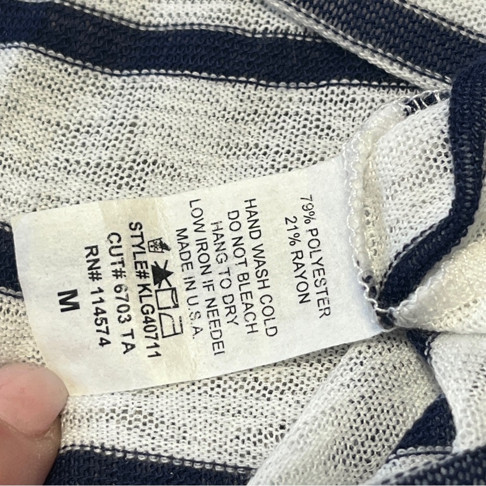 Pleione  Navy Striped Long Sleeve Knit Top Size M - Picture 8 of 8